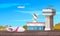 Airport Outdoor Cartoon Composition