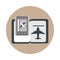 Airport passport and ticket travel transport terminal tourism or business block and flat style icon
