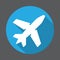 Airport, Plane flat icon. Round colorful button, circular vector sign with long shadow effect. Flat style design.