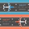 Airport Plane Runway Travel Concept Flyer Banners Posters Card Set. Vector