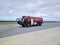 The airport rescue and firefighting vehicle is located on the apron at the Warsaw Modlin airport