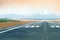 Airport runway in the evening sunset light. travel concept.