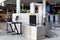 Airport security check point with metal detector