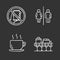 Airport service chalk icons set