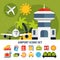 Airport Service Flat Icons Set