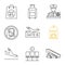 Airport service linear icons set