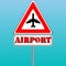 Airport sign and blue sky background