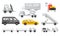 Airport Transportation and Vehicles with Apron Bus and Catering Vehicle Vector Set