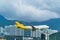 Airport under cloudy sky in Hong Kong