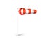 Airport Wind sock 3D realistic illustration. Red and white Wind flag showing wind direction and speed. Isolated on white