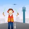 Airport worker at control tower