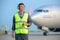 Airport worker man male maintenance aircraft airplane