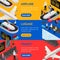 Airport Zone Luggage Transit Banner Horizontal Set Isometric View. Vector