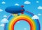 Airship flying over the rainbow