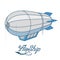 Airship icon with a long shadow. Balloon. Ship hovering in the air.