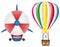 Airship zeppelin and hot air balloon