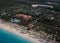 Airshot from the beach holiday resorts at Punta Cana in the Dominican Republic.