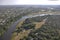 Airshot: Maun-City at the boarder of the Okavango-Delta river in