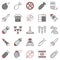 Airstrike and Missile vector concept colored icons collection