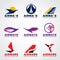 Airway logo bird and airplane flying vector set design