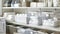 An airy and clutterfree laundry room with neatly stacked and labeled bins for easy sorting and storage of clean linens