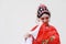 Aisa Chinese woman Peking Beijing Opera Costumes garden China traditional role drama white background ancient close-up isolated