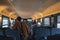 Aisle with passengers of the Train Chepe Express on their trip in Mexico