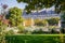 Aisles and pond of the Tuileries Garden in summer