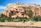 Ait ait ben haddou kasbah medina panorama by oasis river, Morocco