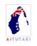 Aitutaki Logo. Map of Aitutaki with island name.