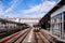 Aizu Wakamatsu Station platform and JR train for Koriyama