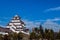 Aizu Wakamatsu Tsuruga Castle under winter blue sky. Fukushima - Japan