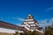 Aizu Wakamatsu Tsuruga Castle under winter blue sky. Fukushima - Japan