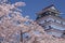 Aizuwakamatsu Castle and cherry blossom