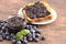 AJar of Homemade Blueberry Jam on a Rustic Wooden Table