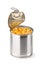 Ajar metallic can with sweet corn