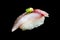 Aji Sushi or raw horse mackerel fish on Japanese rice.Japanese tradition food