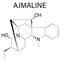 Ajmaline antiarrhytmic agent molecule. Skeletal chemical formula.