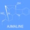 Ajmaline antiarrhytmic agent molecule. Skeletal chemical formula.