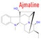 Ajmaline antiarrhytmic agent molecule. Skeletal formula. Chemical structure