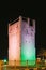 Ajman, United Arab Emirates. Ancient Old Stone AlMurabbaa Watchtower Of Ajman. Famous Landmark in night time