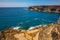 Ajuy coastline with vulcanic mountains on Fuerteventura island, Canary Islands, Spain.