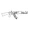 The AK-47, or AK  Kalashnikov rifle, hand drawn doodle sketch, isolated outline illustration