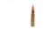 AK-47 ammunition 7,62x39mm, Defocus from the foreground on a single upright bullet. White background.