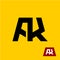 AK letters symbol. A and K letters ligature.