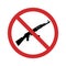 Ak47 Silhouette Red Stop Symbol. Kalashnikov Assault Rifle Ban Sign. No Russian Machine Gun Icon. Weapon Warning Symbol