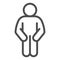 Akimbo Pose line icon. Man in front pose with two hands in pockets outline style pictogram on white background. Person