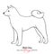 Akin Inu. Black and white graphic drawing of a dog.