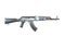 Akm assault rifle 3d illustration in color. metal parts. transparent body. lines contour.