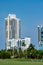 Akoya Miami Beach highrise white condominium with pointy rooftop art design
